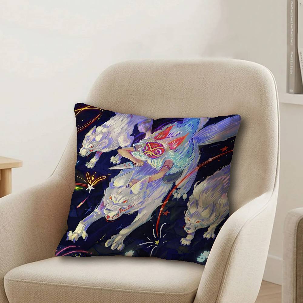 Anime PPrincess MMononoke Pillow Gift Home Office Decoration Bedroom Sofa Car Cushion Cover Case X