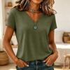Women Casual V Neck Short Sleeve Solid Color T Shirt Lightweight Soft Fabric Relaxed Fit Basic Tee for Everyday Wear