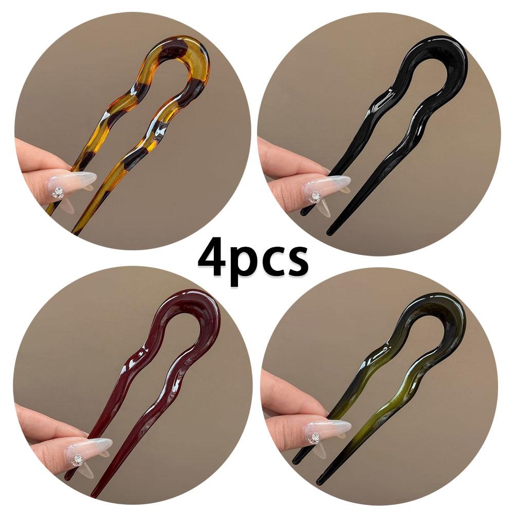 U-Shaped Hair Fork Tortoiseshell Acetate Acrylic Hairpin Hair Sticks Women Girls Design Headwear Elegant Chinese Style
