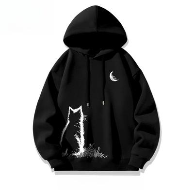 American New Cartoon Animal Pattern Printing Men's and Women's Autumn and Winter Trend Hoodie Loose Large Size Thermal Top