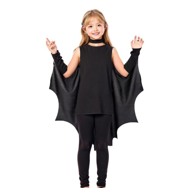 2Pcs Bat Wing Cloak Cape with Eye Mask Halloween Bat Costume Accessories Cosplay Vampires Costumes for Dressing Up Party