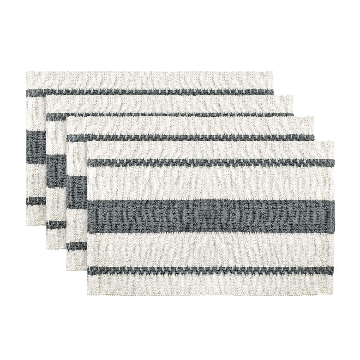 

Dark Grey Farmhouse Woven Rustic Placemats Set of 4,12x18 Inch Seasonal Holiday Hollow Table Mats Party Kitchen Dining Decoration 12 x 18 , 4 Pcs
