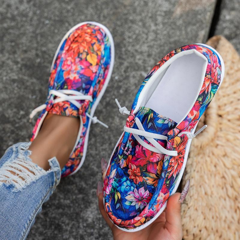 Flower-laced Sports Shoes, Low-top and Large-sized Fashionable Loafers, Sports Shoes for Women
