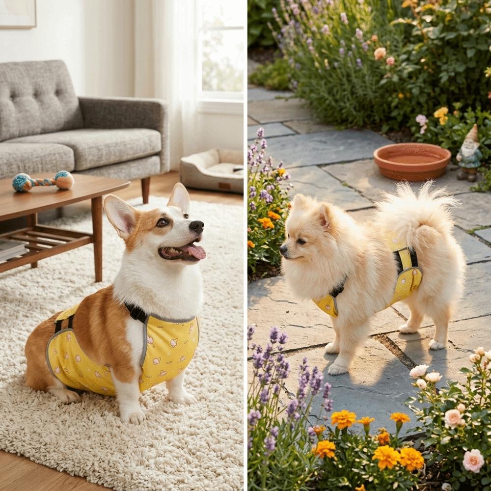

Dirt Repellent Pet Belly Protector Soft Lining Dog Abdomen Clothes Dog Belly Vest Home Indoor Use S-Female Dog Style