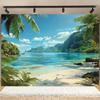 2D plane, tropical beach background fabric, with palm trees, outdoor party and event decorations, polyester fiber