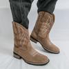 Neue Western Herren Cowboy Stiefel Vintage Mittelhohe Motorradstiefel Mode Wildleder Herren Stiefel Outdoor Freizeit Reitstiefel