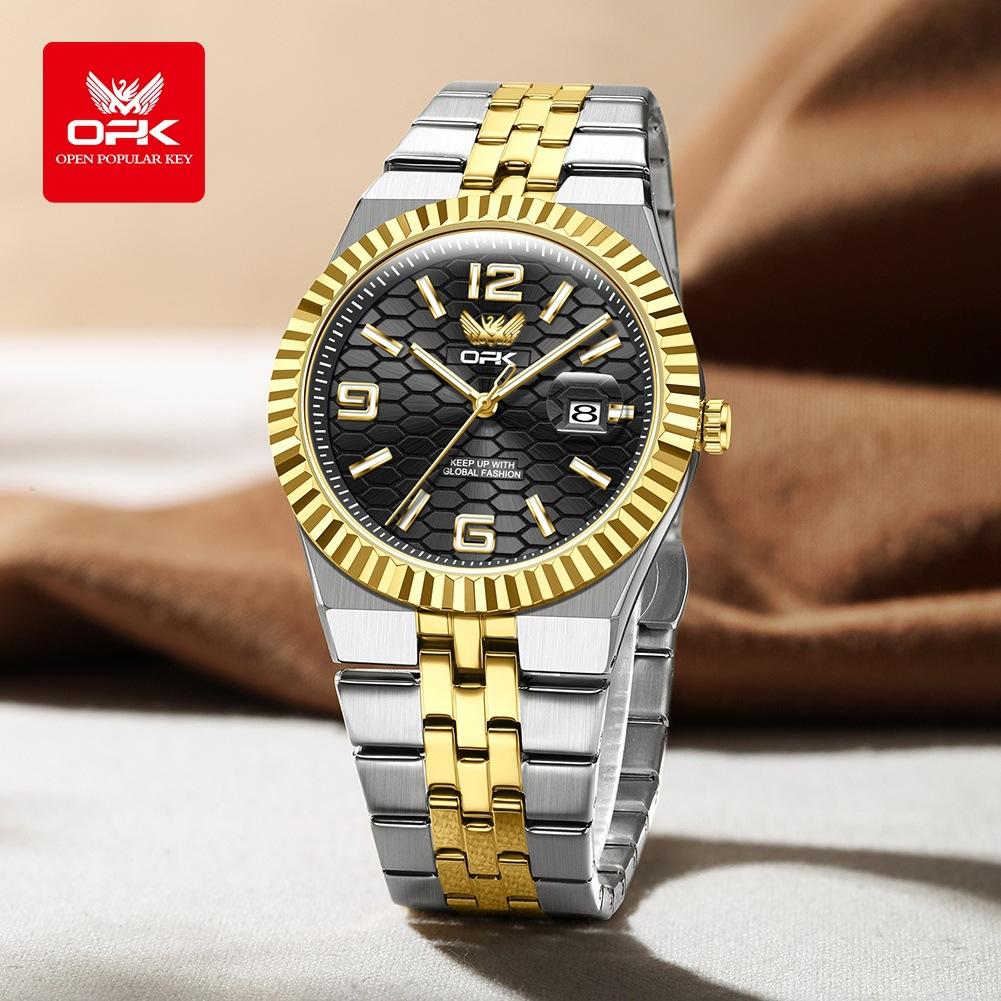 OPK Brand Watch Simple Atmosphere Quartz Watch Single Calendar Luminous Waterproof Men's Watch Men's Watch