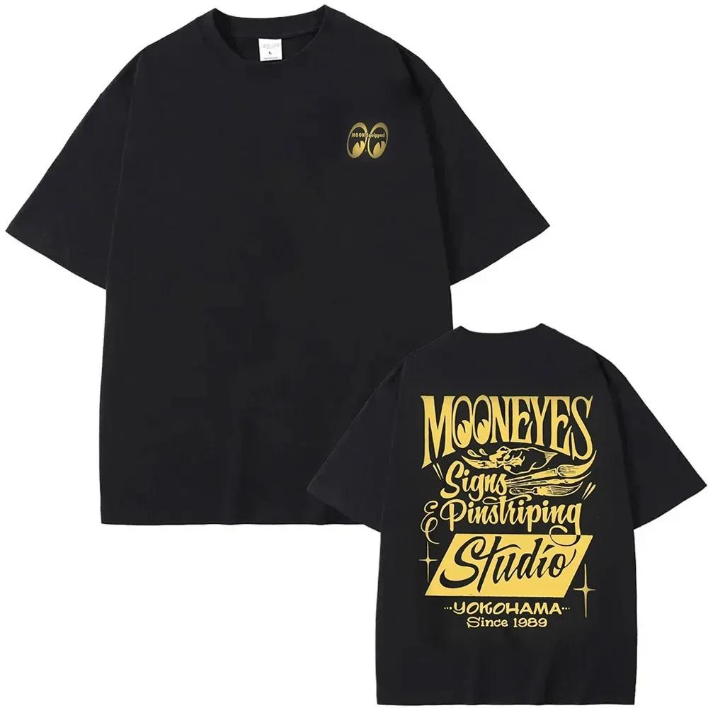 Hot American Tuner Car Culture Mooneyes Moon Graphic Print T-shirt Men Women High-street Hip Hop Harajuku Fashion Casual Oversized Top Summer New Tee