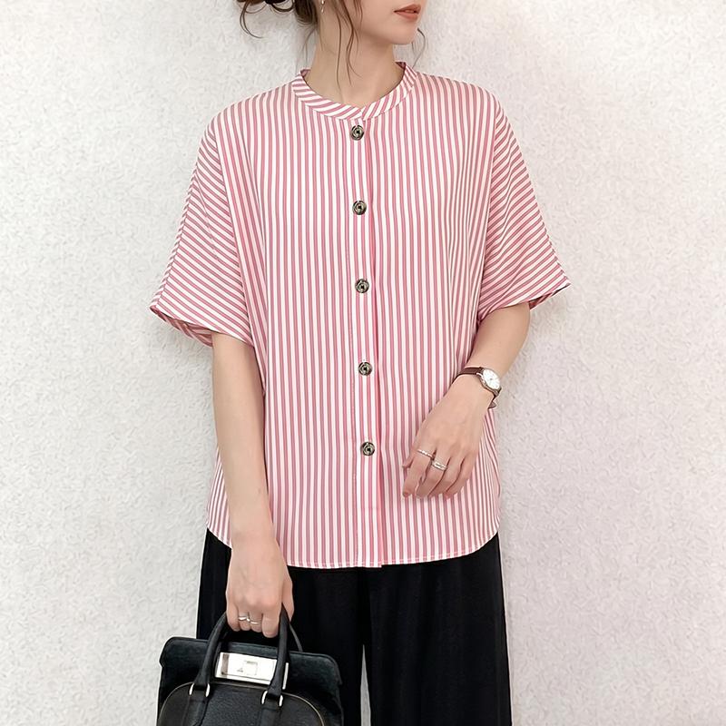 ZANZEA Women Casual Round Neck Stripe Print Loose Half Sleeve Blouse