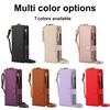 Crossbody Leather Phone Case with Card Holder Zipper Wallet Wristband for Samsung Galaxy Z Fold 7 6 5 4 3 Kickstand Cover