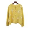 Crew Neck Loose Embroidered Knitted Cardigan Autumn and Winter New Soft Waxy Sweet Gentle Wind Sweater Jacket Women