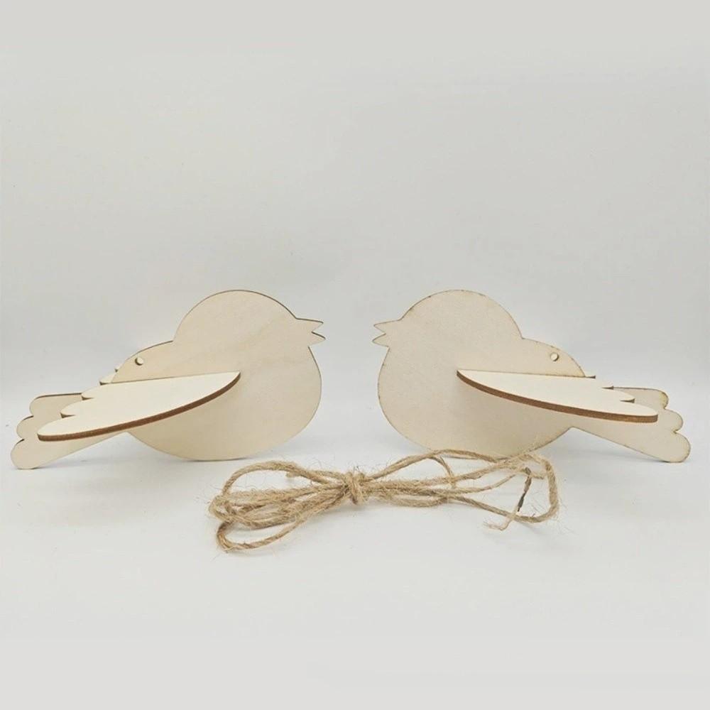 3 Stück Handgemachte DIY Vogelornamente Tiere Lustige Holz Vogel Dekoration 3D Kinder Bildungswerkzeuge Vogel zum Aufhängen Jubiläum