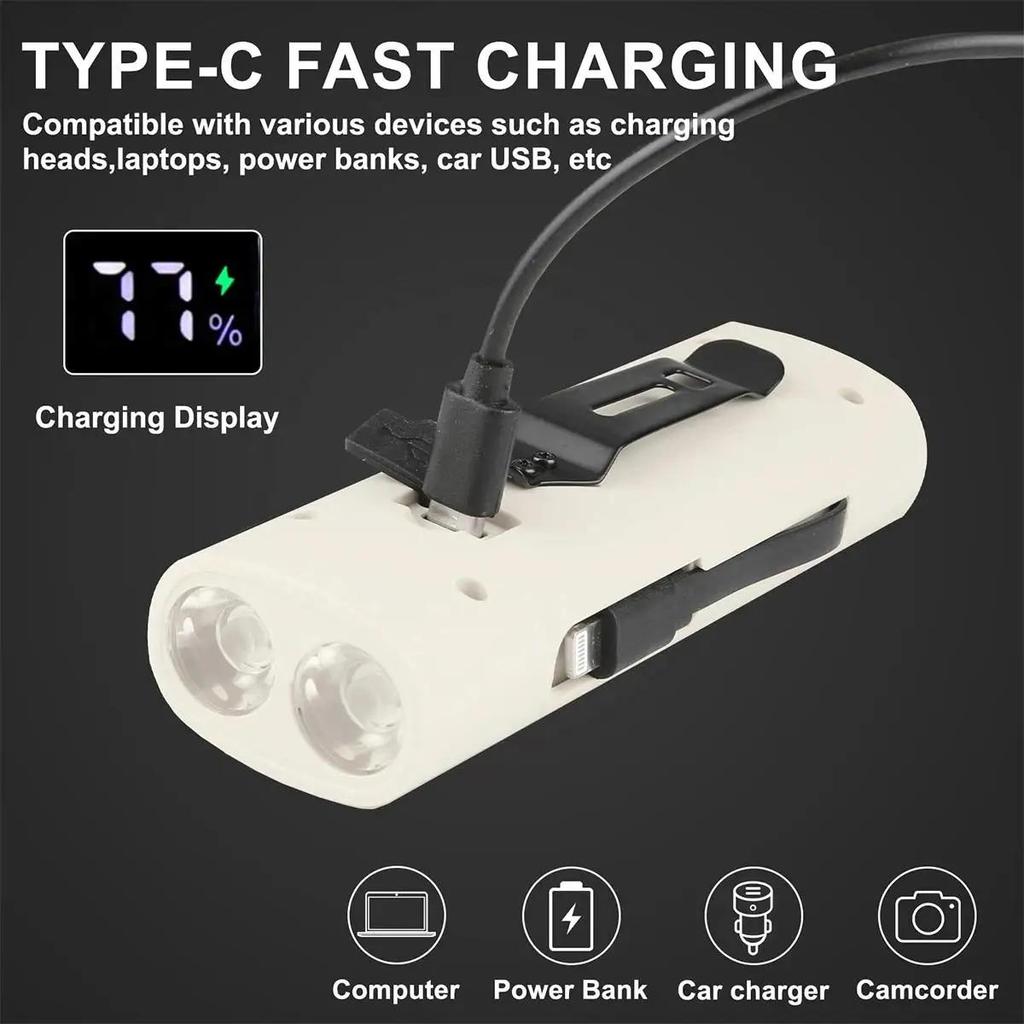 Flashlight With Clip Magnetic Rechargeable Digital Display Waterproof Small Power Bank Tactical Led Outdoor Headlight High Power