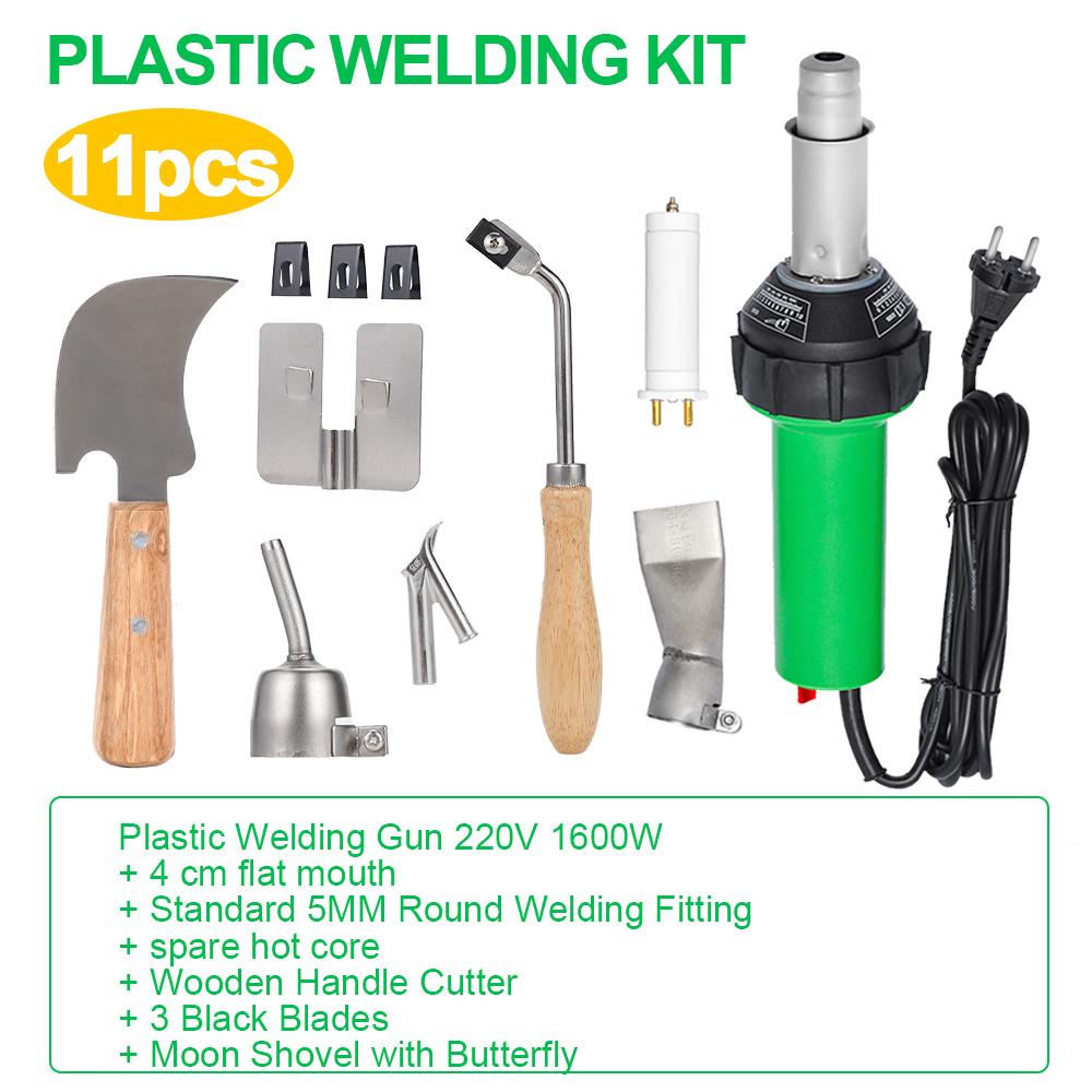 Kit Pistola ad Aria Calda per Saldatura Plastica 1600W AC220V Temperatura Regolabile Con Ugelli Completi Strumenti Per Lavori di Saldatura Riparazione Plastica PVC