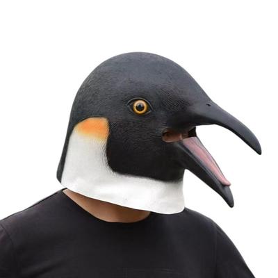 Máscara de pingüino divertida, sombrero de cabeza de látex de ave antártica, máscara de animal