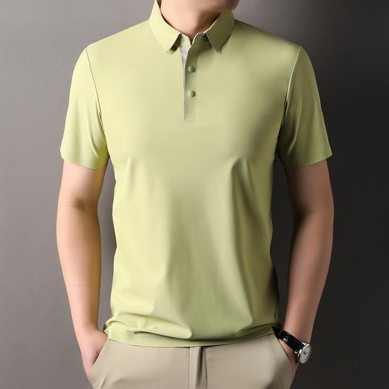 

Men’s Summer 7A Anti-Bacterial Cool Touch Ice Silk Polo Shirt - Seamless, High Elasticity, Solid Color, Short Sleeve 2XL
