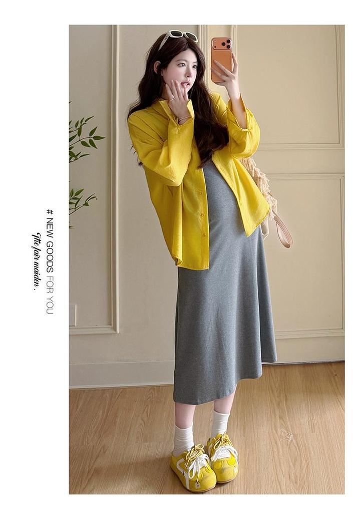 2026 Maternity Temperament Two-Piece: Summer Sun Protection Shirt & Waist-Cinching Camisole Dress
