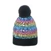 2025 Autumn and Winter New Warm Hat Fleece Thickened Winter Hat Colored Metal Laser Hairball Knitted Hat Women