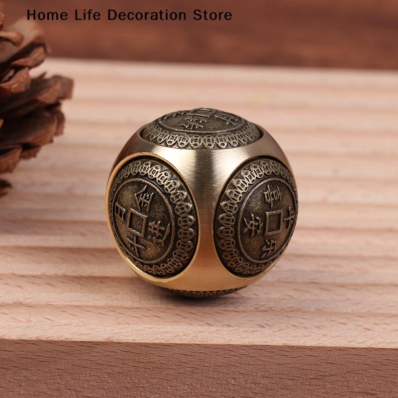 Six-faced Four Blessing Luck Money Fidget Spinner Brass Stress Cube Decompression Ball Fidget Toys Home Office Crafts