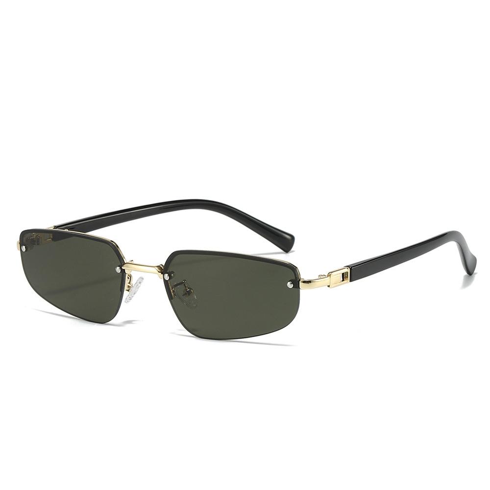 

New Luxury Retro Frameless Rectangular Women Sunglasses Transparent Ocean Lenses Decoration Casual Men Sun Glasses UV400 as picture