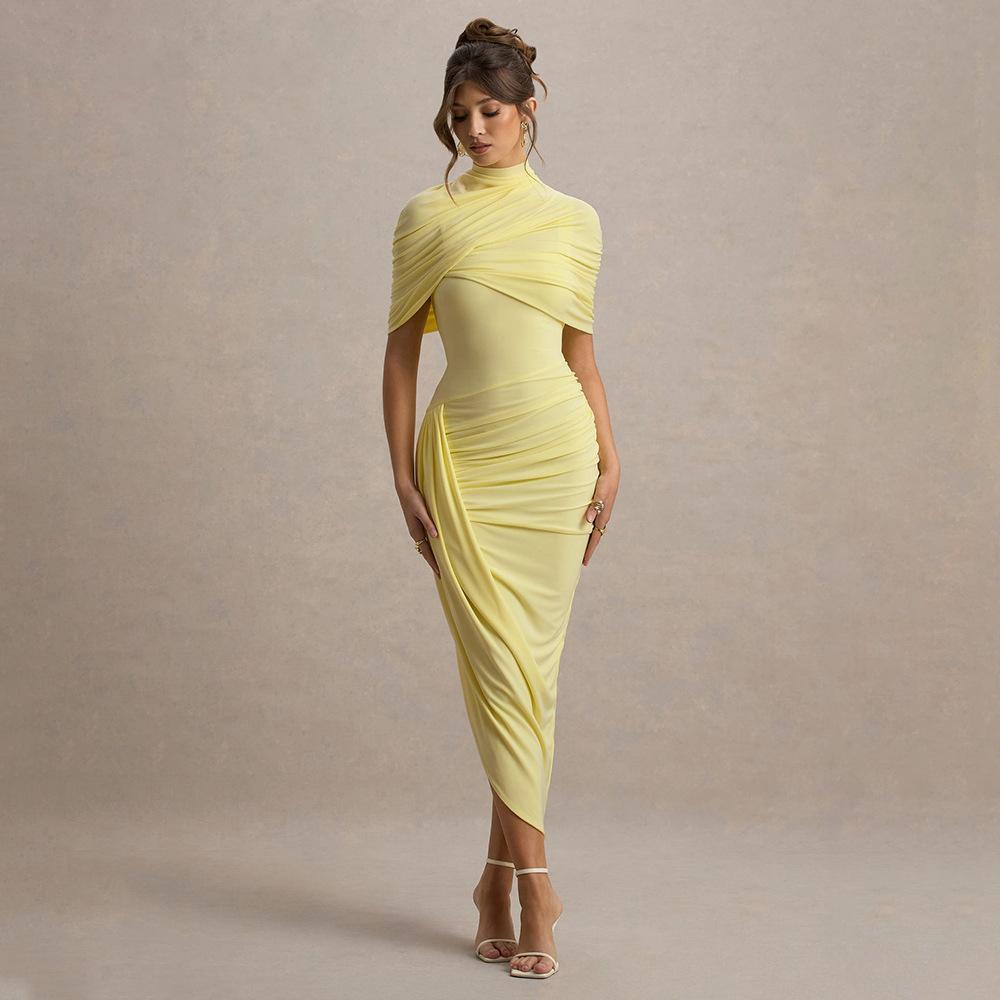 European and American spring and summer new women's dresses, fashionable hot-selling sexy slim-fitting pleated backless dresses