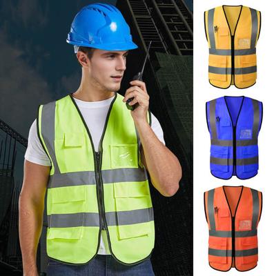 Arbeitsweste Männer Frauen Reflektierende Weste V-Ausschnitt Ärmellos Reißverschlussleiste Atmungsaktiv Nacht