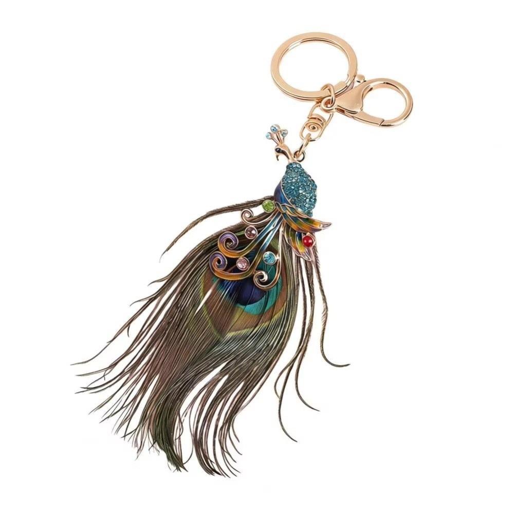 Sparkly Key Chain Rhinestone Decoration Keyring Charm Exquisite Bag Pendant Gift синий