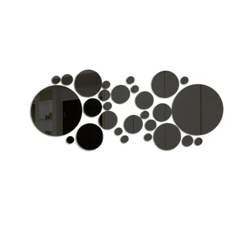 

26 шт. 3D акриловые зеркальные настенные наклейки, круглое зеркало, DIY спальня, ванная комната и фон для телевизора, настенные наклейки, украшение 26pcs чёрный