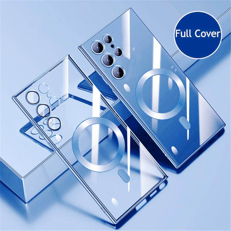 

Plated Soft Silicon Clear Phone Case For Magsafe Samsung S26 Edge S25 S24 S23 S22 Plus Ultra Magnetic Protective Cover S22