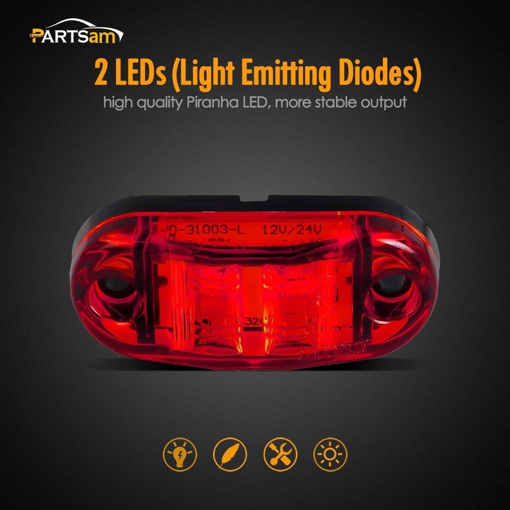 Amber Red 2.5" 2 Diode Oval LED Trailer Truck Clearance Light Side Marker Light