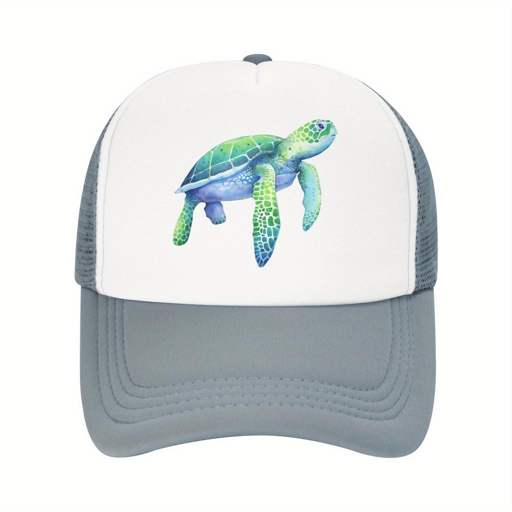 Schildkröte Grafik Trucker Cap Verstellbar Atmungsaktiv Netz Baseballkappe für Erwachsene Reisen