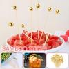 100/25Pcs Gold Pearl Cocktail Picks Food Fruit Picks Wedding Party Disposable Cake Dessert Cocktail Sticks Buffet Toothpick
