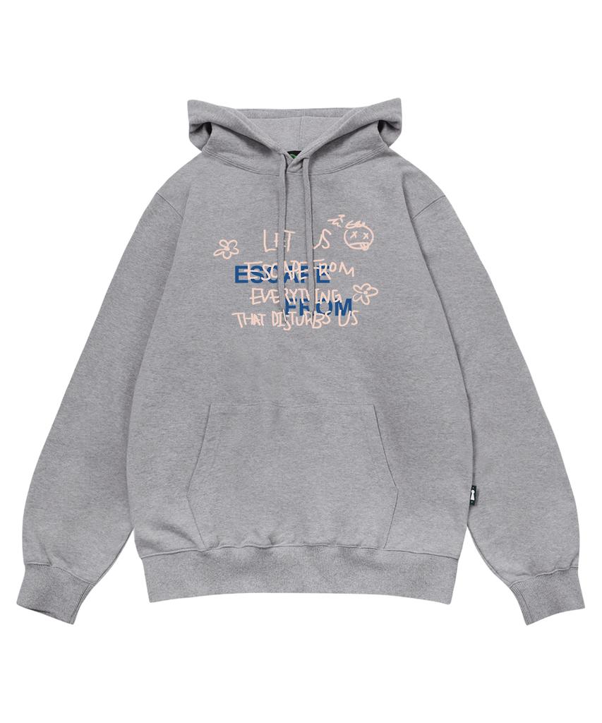 Let Us Lettering Print Hoodie Gray