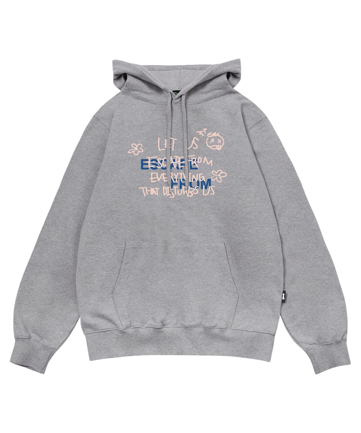 Escape From Let Us Lettering Print Hoodie Gray L