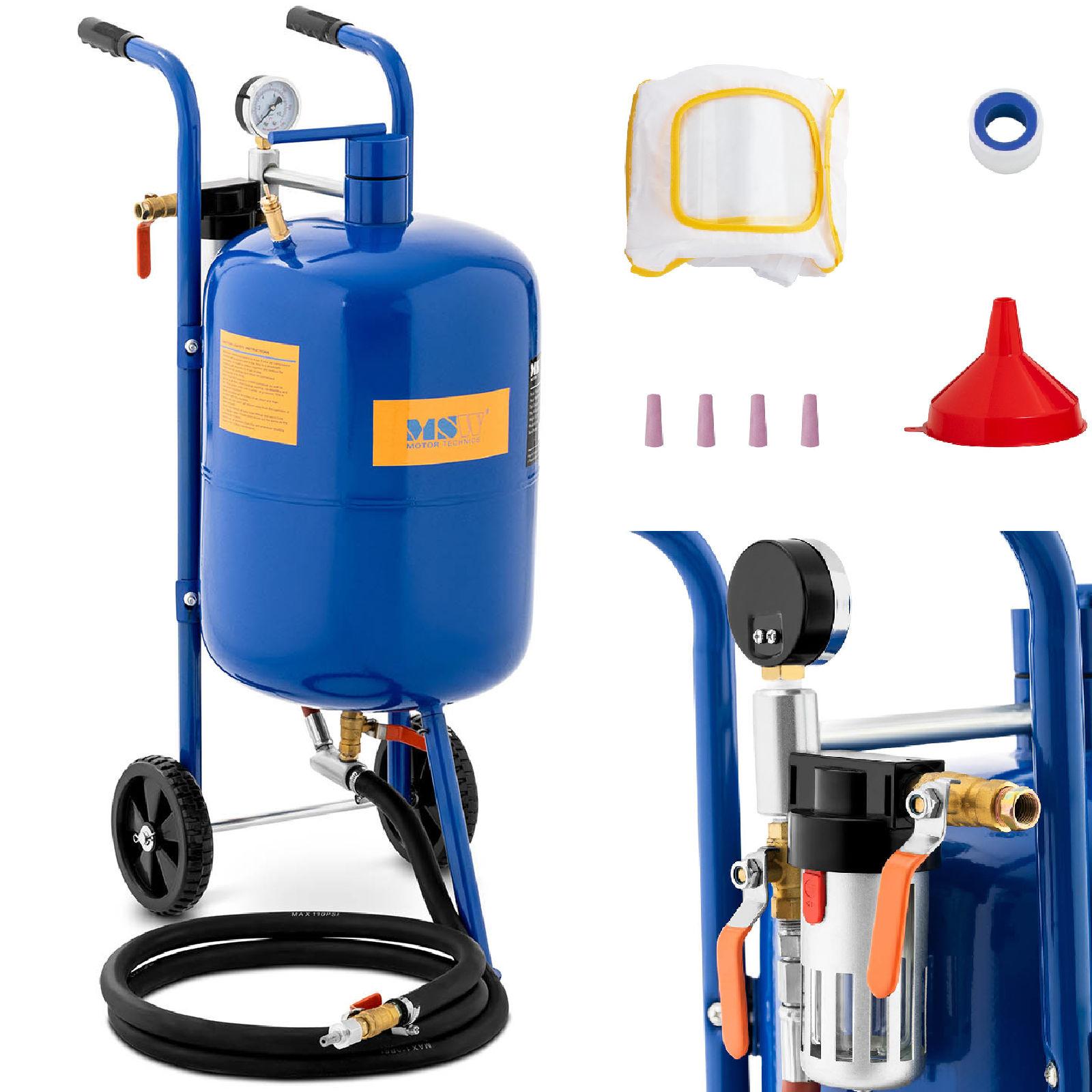 Mobile siphon sandblaster with pressure regulation