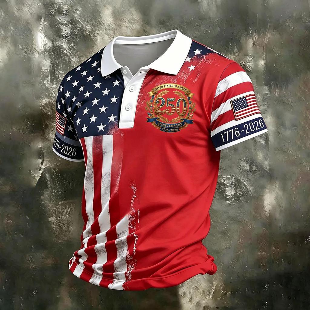 Men's Casual Quick Dry Mesh Golf Polo Shirt Short Sleeve Moisture Wicking Lightweight Breathable Letter Print Top for Outdoor Sports Activities