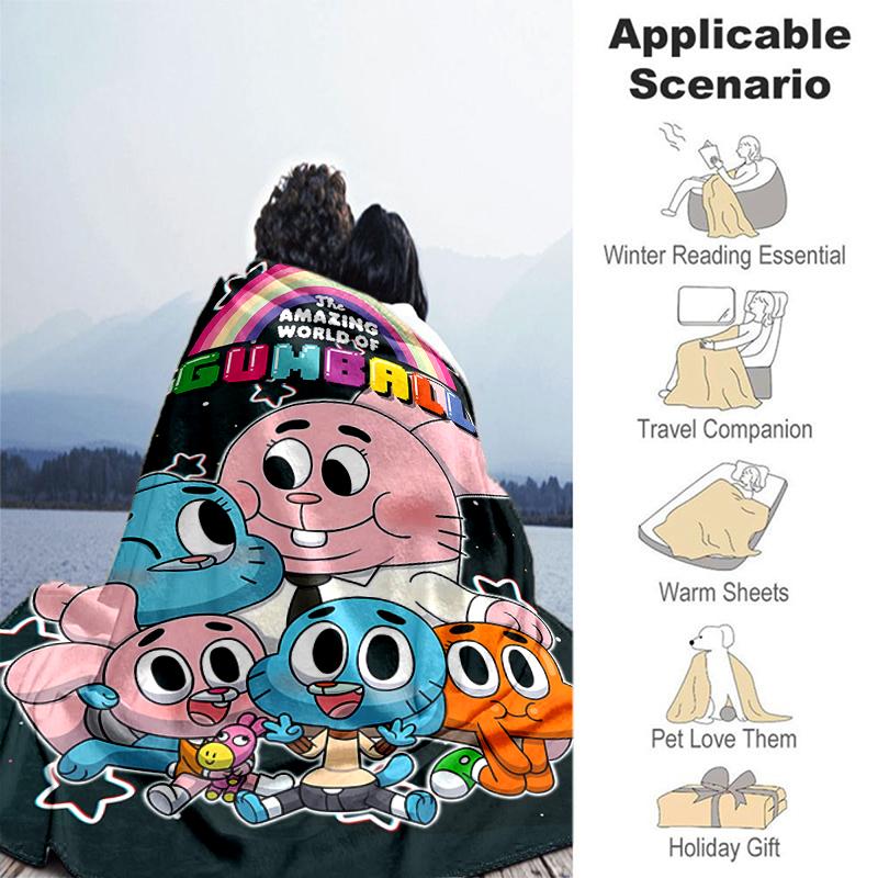 1pc Blanket The Amazing World of Gumball1 Print Design, Lightweight Blanket for Sofa, Bed- Soft &Warm, Gift for All Seasons Like Christmas, Halloween