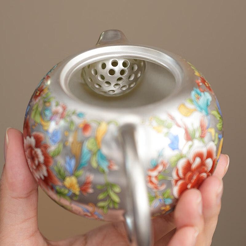Chinese Gilded Silver Tea Set - Flowers Blooming