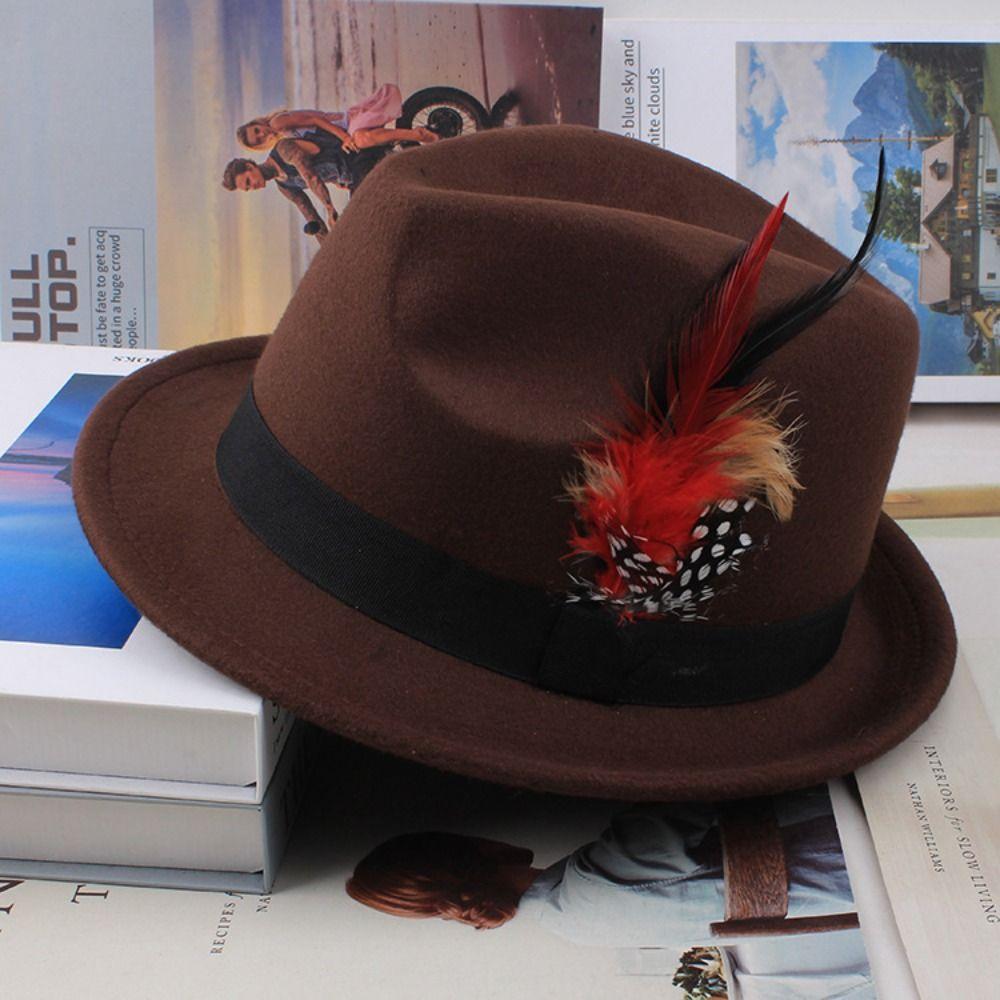 Panama Feder Dekorationen Fedora Hut Fedora Hut Eimerhut Wollzylinder Cowgirl Party Dekorationen