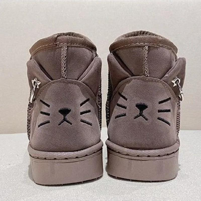 Fashion Furry Snow Boots Woman Flat Warm Female Shoes Elastic Boot Chunky Footwear Shoe Padded on Sale Winter 2024 Booties Platform Hot