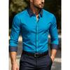 Stylish Men's Long-sleeve Dress Shirt with Patterned Collar & Cuffs, Versatile for All Occasions.