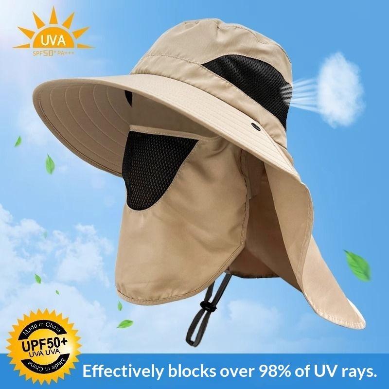 1pc Summer Breathable Detachable Sun Hat for Women Men,outdoor UV Protection Outdoor Hunting Bucket Cap for Hiking Camping Visor