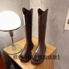 Botas de caballero de talla grande con parte inferior gruesa y piernas gruesas de terciopelo, botas de pared larga y barril grande para otoño e invierno