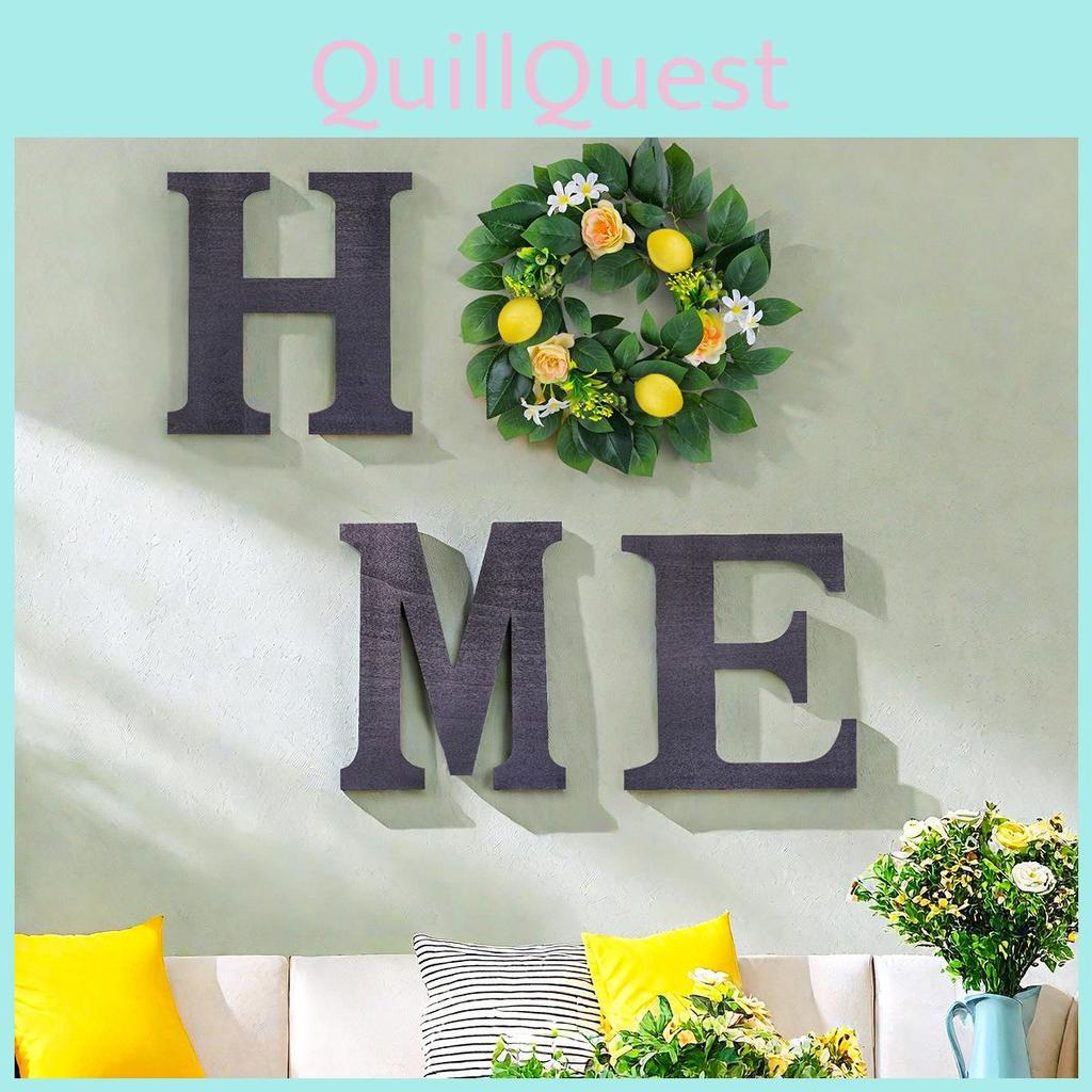 Home Lemon Wooden Door Hanging With Flower Decor For Garden And House Style