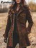 Brown Faux Fur Jacket for Women Winter Warm Coat Casual Outerwear