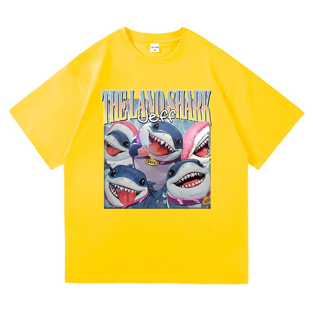 Jeff The Land Shark T Shirt Fashion 2026 Men Clothing Harajuku Unisex High Quality Cotton Tops Funny Graphic T Shirts Day Gift