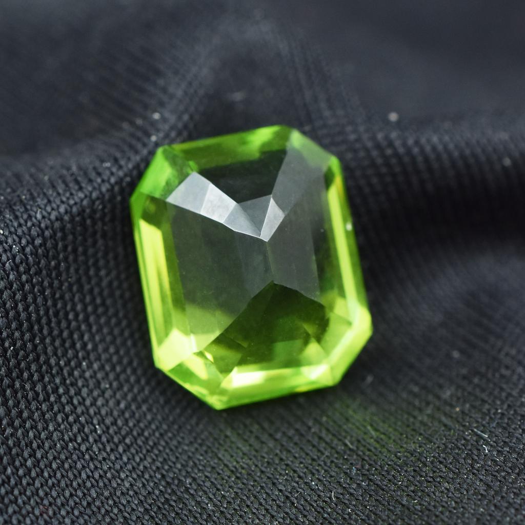 Sttuning Emerald Cut 9.80 Ct Natural Peridot Green CERTIFIED Rare Loose Gemstone AR-1409