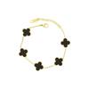 18k Gold Four-Leaf Clover Mother-of-Pearl Titanium Steel Bracelet