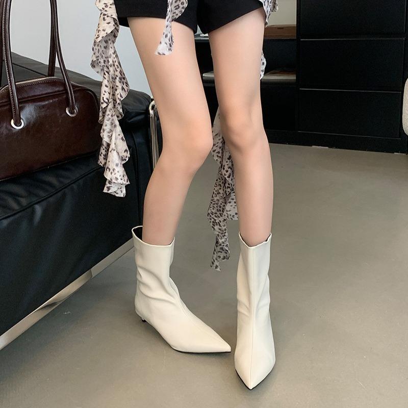 Mode Luxus Damenstiefel Designer High Heels Herbst Vintage Spitzzehen Stiefeletten für Damen Mode Vielseitige Stiefel Zapatos De Mujer
