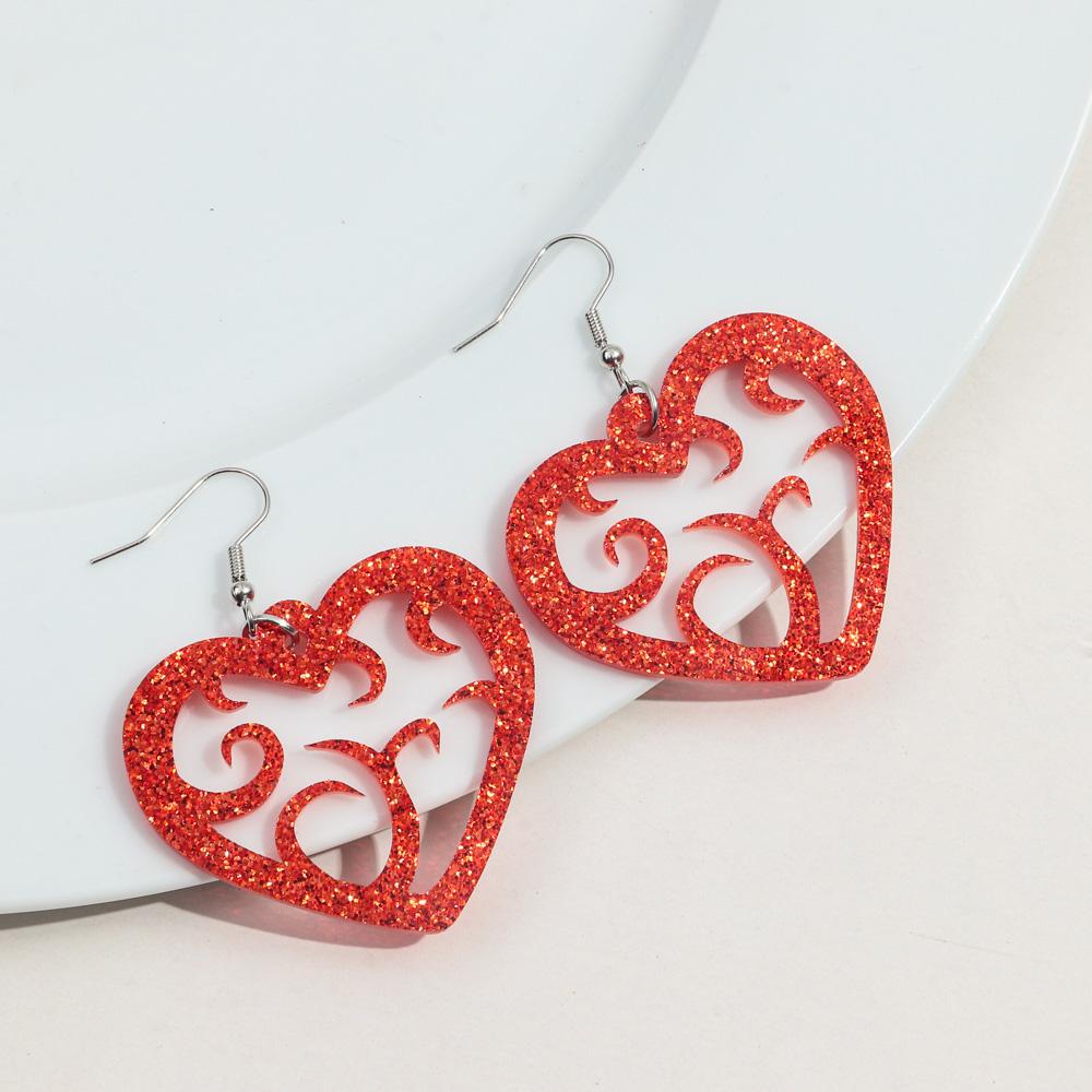 New Valentine's Day Heart Acrylic Earring for Women Girls Creative Glitter Love Vine Hollow Drop Earrings Fashion Jewelry Gifts